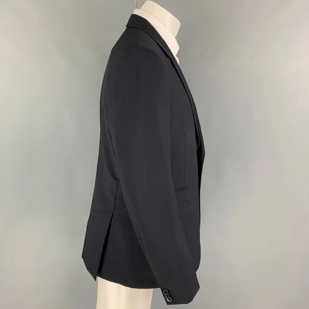 VALENTINO Size 42 Navy Wool Mohair Notch Lapel Sport Coat